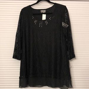 NWT Black Lace Top